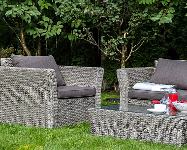 Лаунж-зона Капучино Сингл 4SIS из искусственного ротанга (гиацинт), цвет серый