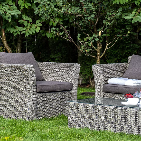 Лаунж-зона Капучино Сингл 4SIS из искусственного ротанга (гиацинт), цвет серый фото 3