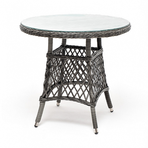 Эспрессо плетеный круглый стол, диаметр 80 см, цвет графит фото 1