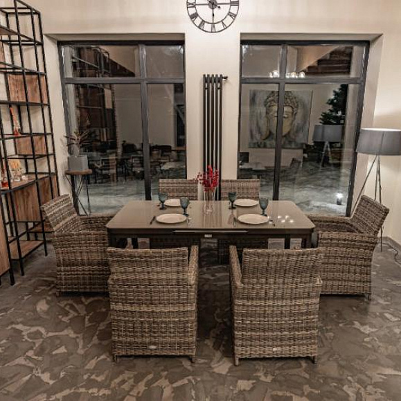 Обеденный комплект Ludwig + Fiona Royal Family из искусственного ротанга, цвет серый фото 3