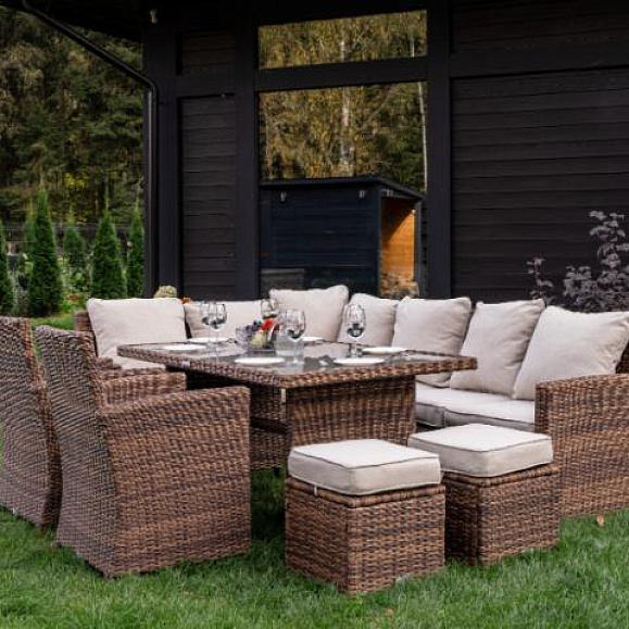 Угловой комплект Zorro Plus Double Royal Family из искусственного ротанга, цвет коричневый фото 1