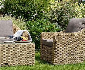 Журнальный столик Кон Панна 4SIS из искусственного ротанга, цвет соломенный