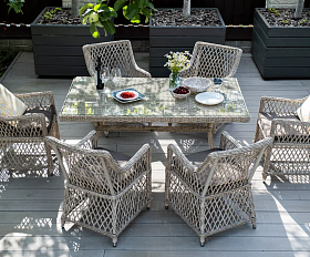 Обеденная Латте 4SIS группа плетеная, цвет бежевый