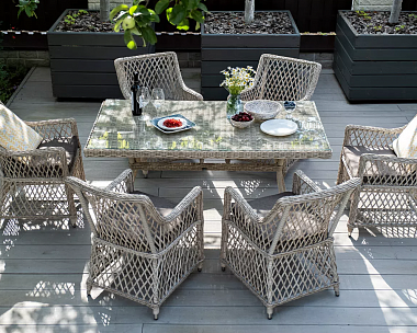 Обеденная Латте 4SIS группа плетеная, цвет бежевый