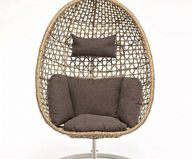 Подвесное кресло Флоренция 4SIS из искусственного ротанга, цвет соломенный с серо-коричневой подушкой