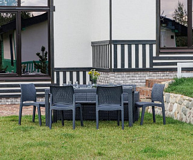 Обеденный комплект July XL Royal Family из пластика, цвет графит