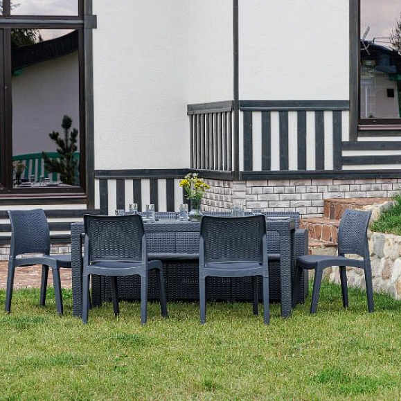 Обеденный комплект July XL Royal Family из пластика, цвет графит фото 2