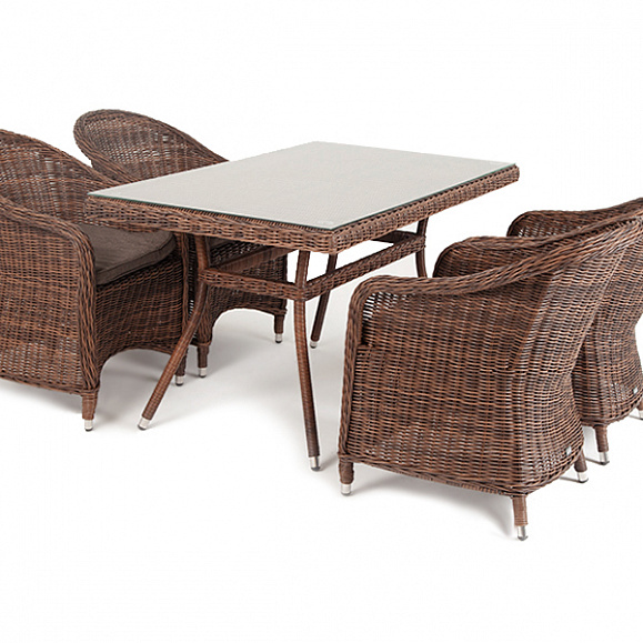 Латте 140 R обеденная группа плетеная, цвет коричневый фото 1
