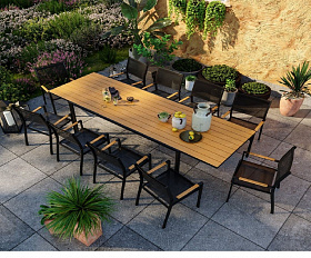 Комплект обеденной мебели Lyon 280A+10N Brafritid антрацит/натуральный, алюминий/тик