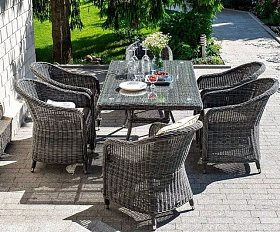Обеденная группа Эспрессо 4SIS из искусственного ротанга, цвет графит