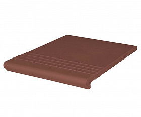 Клинкерная ступень венецианская рифленая KING KLINKER Коричневый натура (03), 330*330*14 мм
