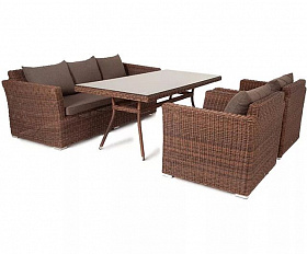 Обеденная группа Моккачино 4SIS из искусственного ротанга, цвет коричневый