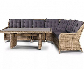 Обеденная группа Бергамо 4SIS из искусственного ротанга, цвет соломенный