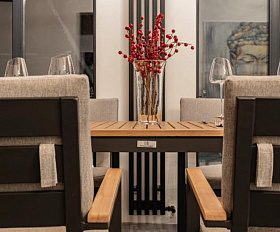 Обеденный комплект Oscar Royal Family со столешницей из тика, цвет светло серый