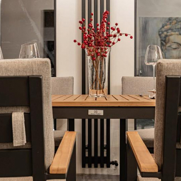 Обеденный комплект Oscar Royal Family со столешницей из тика, цвет светло серый фото 5