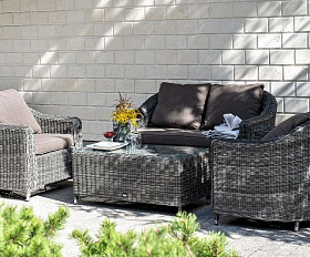 Журнальный столик Кон Панна 4SIS из искусственного ротанга, цвет графит