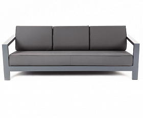 Гранада диван 3-местный, каркас алюминий темно-серый (RAL7024) шагрень, ткань темно-серая 027