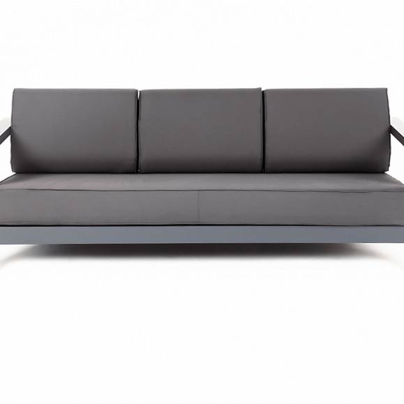 Гранада диван 3-местный, каркас алюминий темно-серый (RAL7024) шагрень, ткань темно-серая 027 фото 2