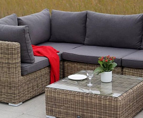 Журнальный столик Лунго 4SIS из искусственного ротанга, цвет соломенный