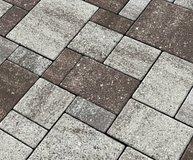 Тротуарная плитка Нобетек Новый город квартет 4НГК6Ф Колормикс №25 Шоколад