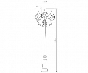 Уличный светильник Elektrostandard Sirius F/3 IP44 черное золото