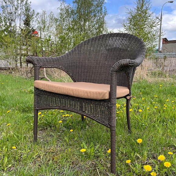 Плетеное кресло LV-140B-Brown с подушкой в комплекте фото 1