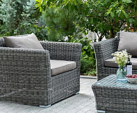 Лаунж-зона Капучино 4SIS из искусственного ротанга, цвет графит