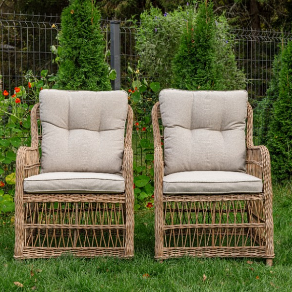 Обеденные кресла Isabella Royal Family из искусственного ротанга, цвет бежевый фото 1