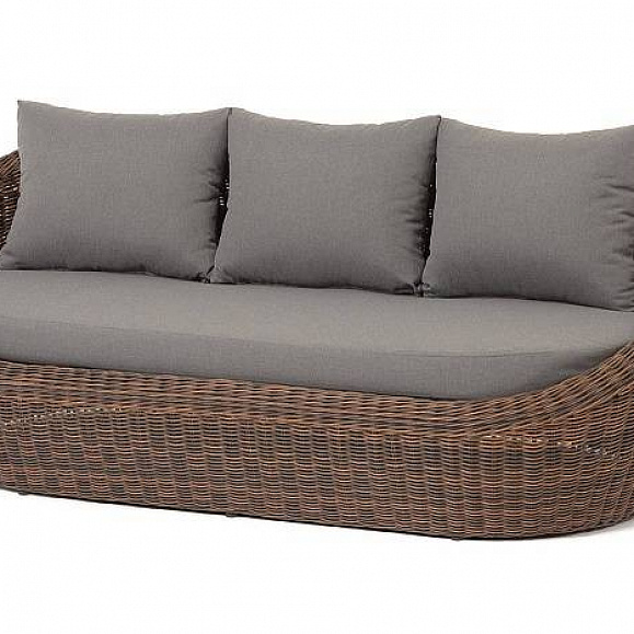 Диван Барселона 4SIS из искусственного ротанга трехместный, цвет коричневый фото 1