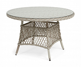 Эспрессо плетеный круглый стол, диаметр 118 см, цвет бежевый