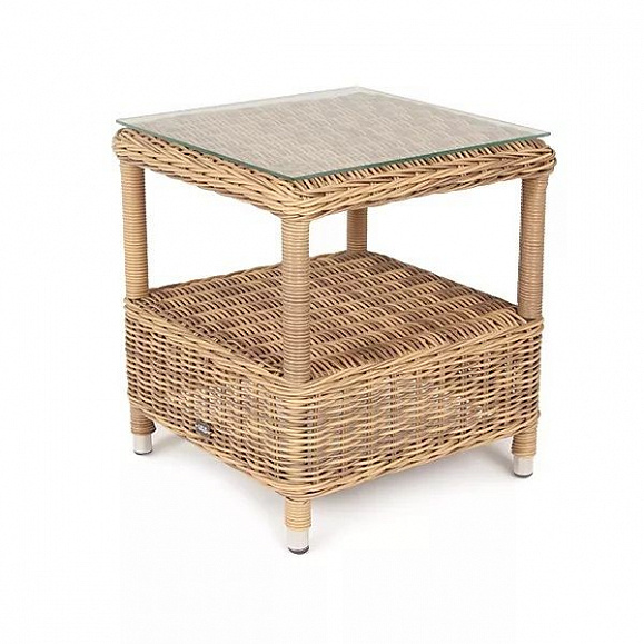 Столик кофейный Форио 4SIS из искусственного ротанга, цвет соломенный фото 1