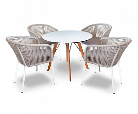 Обеденная группа Франческо 4SIS из роупа (веревки), цвет бежевый