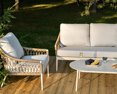 Лаунж-Зона Венеция 4SIS из искусственного ротанга, цвет соломенный