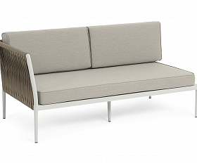 Касабланка правый модуль плетеный из роупа, каркас алюминий светло-серый (RAL7035) муар, роуп серо-коричневый 23мм, ткань бежевая 15052