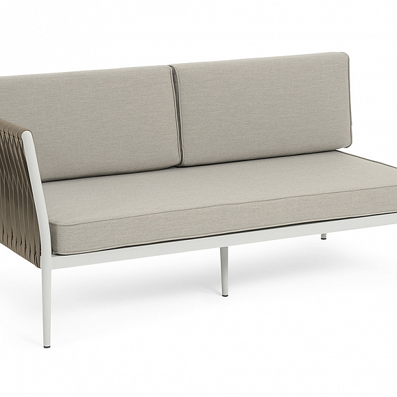 Касабланка правый модуль плетеный из роупа, каркас алюминий светло-серый (RAL7035) муар, роуп серо-коричневый 23мм, ткань бежевая 15052 фото 3