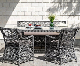 Плетеная обеденная группа Катания 4SIS из искусственного ротанга, цвет графит