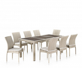 Комплект плетеной мебели T365/Y380C-W85 Latte (8+1) + подушки