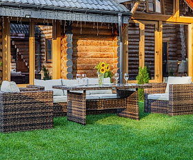 Обеденный комплект Karl Royal Family из искусственного ротанга с обеденным столом, цвет коричневый