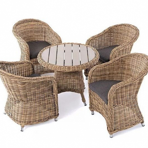 Обеденная детская группа Тильда 4SIS из искусственного ротанга, цвет соломенный фото 2