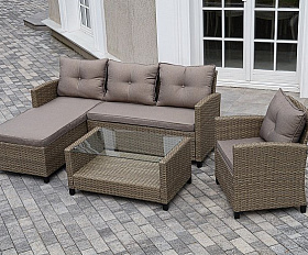 Лаунж-Зона Атланта 4SIS из искусственного ротанга, цвет соломенный