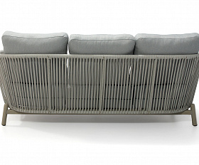 Прато диван трехместный из искусственного ротанга, цвет светло-серый, каркас под дерево (холодно-бежевый)