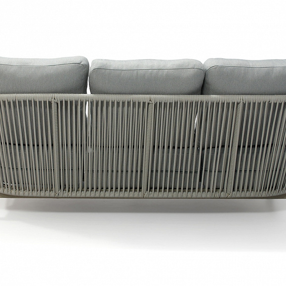 Прато диван трехместный из искусственного ротанга, цвет светло-серый, каркас под дерево (холодно-бежевый) фото 4