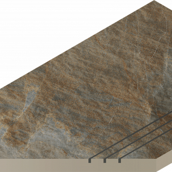 Керамогранитная ступень Italon Манетик X2 Дарк Бортик 30X60 Грип Лев фото 1