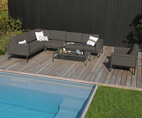 Комплект лаунж мебели Stockholm Brafritid, с креслом и столиком антрацит/серый, алюминий