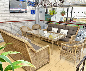 Диван трехместный Гляссе 4SIS из искусственного ротанга, цвет соломенный