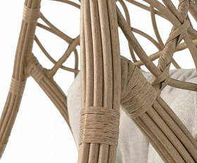Подвесное кресло Венеция 4SIS из искусственного ротанга, цвет соломенный с бежевой подушкой