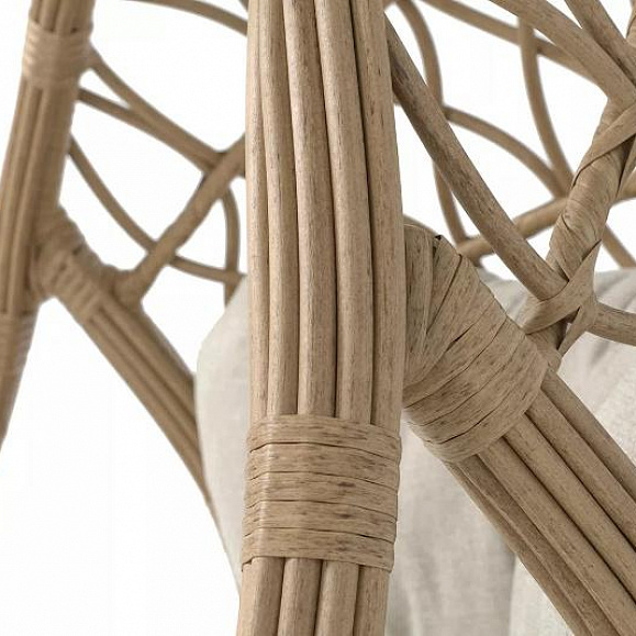 Подвесное кресло Венеция 4SIS из искусственного ротанга, цвет соломенный с бежевой подушкой фото 2