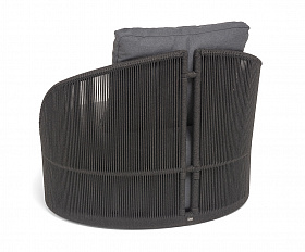 Монтелла кресло плетеное из роупа, каркас алюминий темно-серый (RAL7024) муар, роуп темно-серый круглый, ткань темно-серая 027