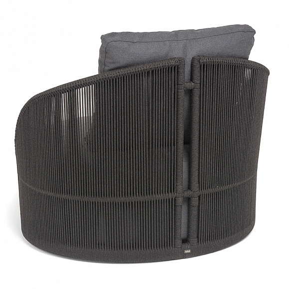 Монтелла кресло плетеное из роупа, каркас алюминий темно-серый (RAL7024) муар, роуп темно-серый круглый, ткань темно-серая 027 фото 5