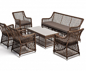 Лаунж-зона Асти 4SIS из искусственного ротанга, цвет коричневый 6 персон
